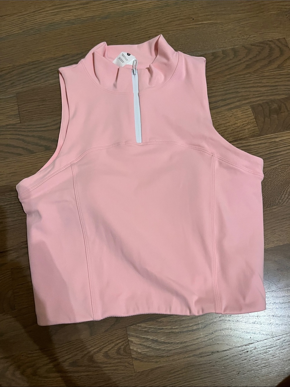 Sleeveless Light Pink Zip-Front Tank Top